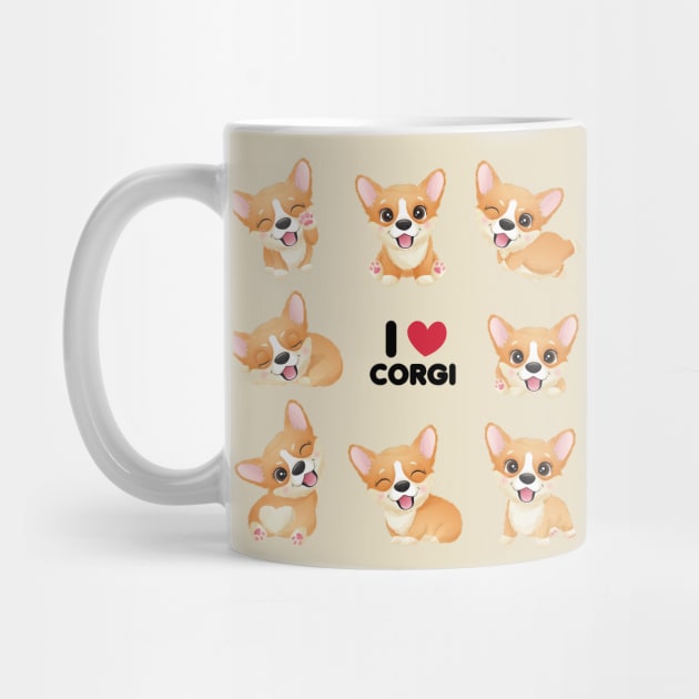 cute little corgi with watercolor collection tshirt by Tshirt lover 1